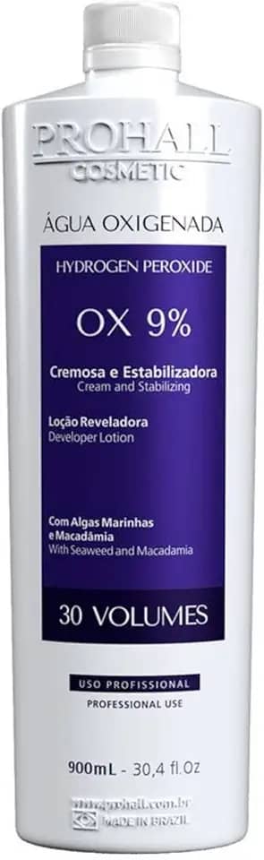 Água Oxigenada 30 Volume Prohall - Revelador Cremoso Profissional 900ml - Alta Performance para Descoloração e Coloração