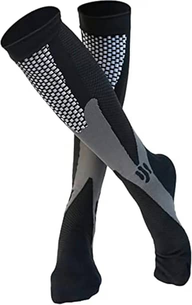 Meia Alta Compressão Masculina Alivio Dor E Cansaço Nos Pés Para Trombose E Má Circulação Corrida Cano Alto Esportiva Ciclismo Bike Cross 3/4