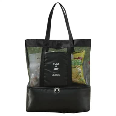 Bolsa de Praia Telada com Compartimento Térmico (Preto)