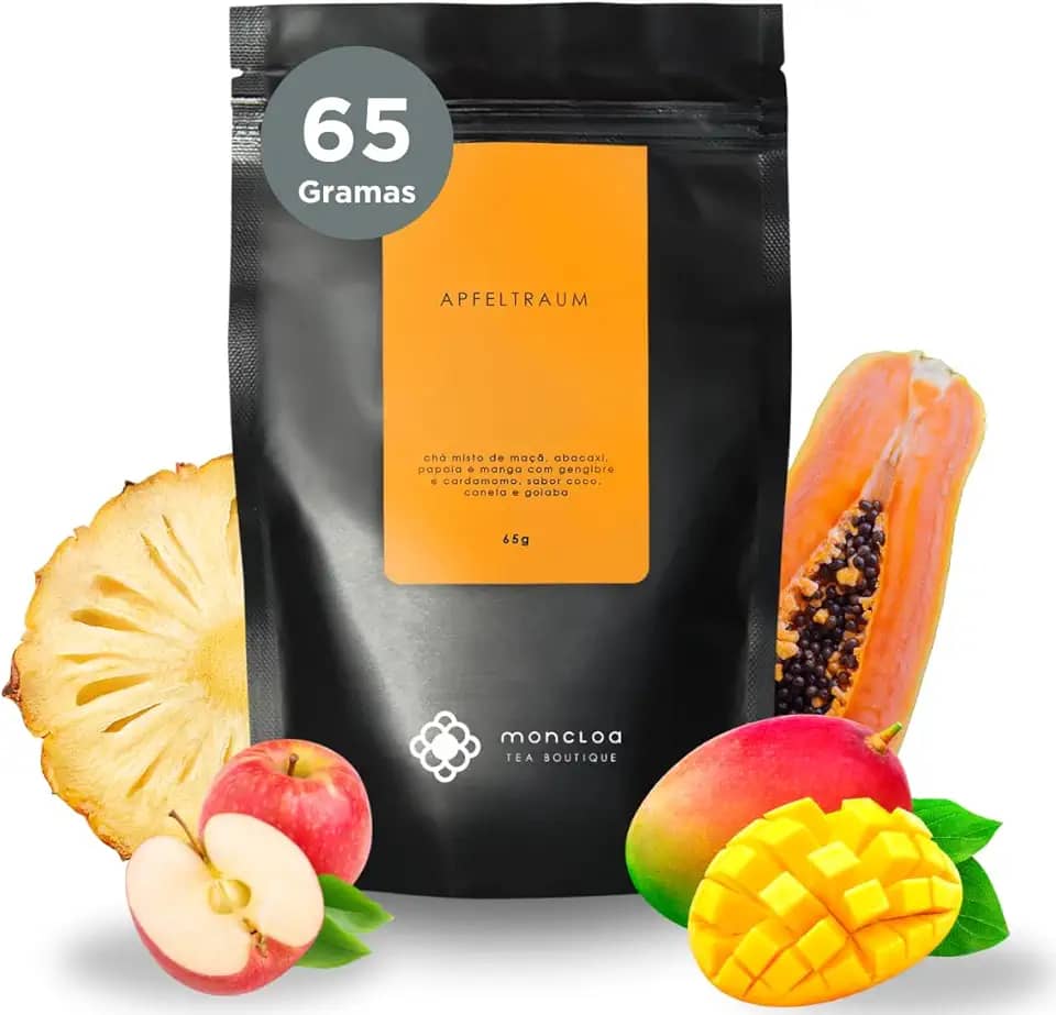 *Chá Infusão de Frutas Apfeltraum Moncloa Pouch 65g – Papaya, Abacaxi, Maçã e Manga – Sabor Frutado e Tropical, Ideal para Chá Quente ou Gelado