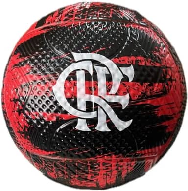 Bola de Futebol de Campo Flamengo Oficial - Tamanho 5, Costurada, PVC, Vermelha e Preta