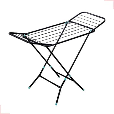 Varal Portátil De Chão Com Abas Dobráveis Não Enferruja (Preto)