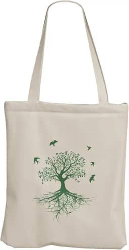 Ecobag Natureza Pássaros e Árvores Bolsa de Praia Grande Sacola de Tecido Algodao Dobrável Resistente 30x40 REC store