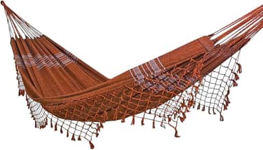 Rede de Dormir e Descanso Jeans Casal 100% Algodão Jaguaruana. (Laranja)