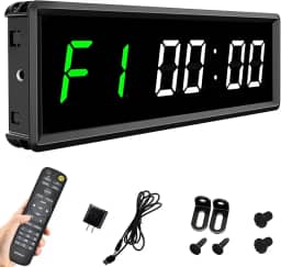 BTBSIGN Cronômetro para academia de treino com intervalo de LED remoto Contagem para baixo/para cima Relógio de parede Fitness Home Garage Tabata 3,81 cm Branco