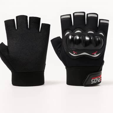 Luva Motociclista Ciclista Meio Dedo Respirável com Proteção nas Juntas – Touchscreen, Antiderrapante, Alta Ventilação