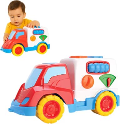 Caminhão de Brinquedo Caçamba Educativa com Encaixes Colorido Brinquedo Educativo Para Bebe 1 ano