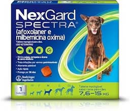 NexGard Spectra Antipulgas e Carrapatos e Vermífugo para Cães de 7,6 a 15kg - 1 tablete
