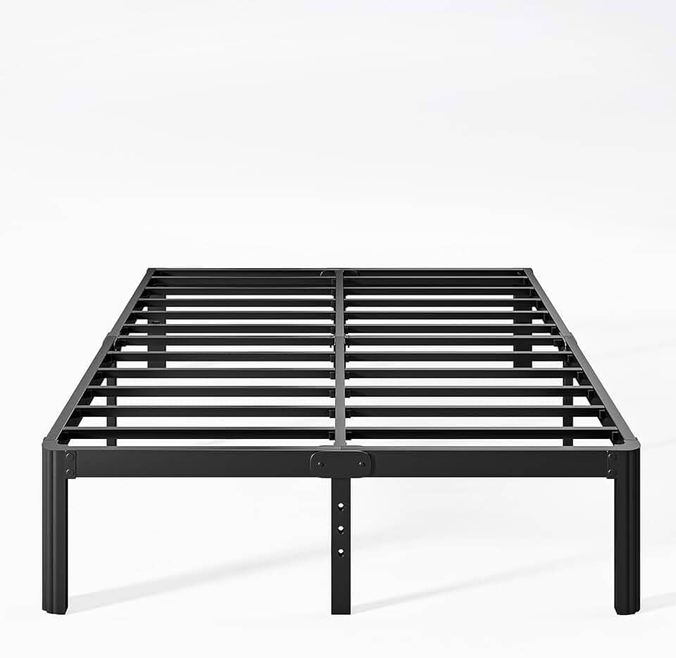 Estrutura de cama Nordicbed Queen Size, plataforma, 30,5 cm de altura, sem necessidade de base de mola, de metal, sem ruído, fácil montagem, resistente, preta