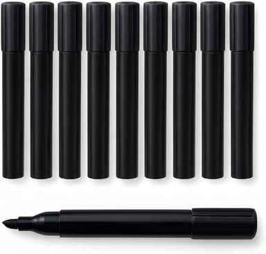 Kit 10 Marcadores Permanentes Pretos | Tinta Forte de Alta Fixação | Secagem Rápida | Ponta Resistente | Escreve em Papel, Plástico, Metal, Vidro e Madeira | Uso Escolar e Escritório