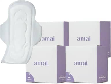 Amai, Absorvente Externo Fluxo Regular, Algodão Sem Químicos, Hipoalergênico, Sem plástico comum, Com Abas - 32 unidades