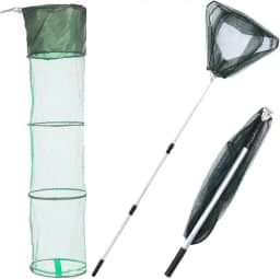 Kit Passaguá Retrátil 1,72 Telescópico + Samburá Cesto Peixe 150cm