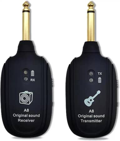 Transmissor sem fio Guitarra, Captador Transmissor e Receptor do Sistema, Canal UHF para Guitarra Elétrica, Amplificador Baixo áudio sem fio (para todos os violões)