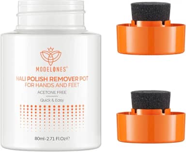 modelones Removedor De Esmalte Sem Acetona Modelones, Pote Com Óleo Jojoba E Tampa Esponja Extra, Fórmula Suave Para Remoção Unhas, Salão Beleza Arte Em Casa, 2,71 Fl Oz