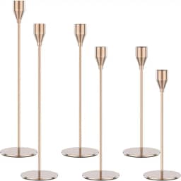 ZJRDYYK Castiçais de metal dourado/preto, conjunto de 6 castiçais, castiçais para casamento, jantar, festa ou aniversário (ouro)