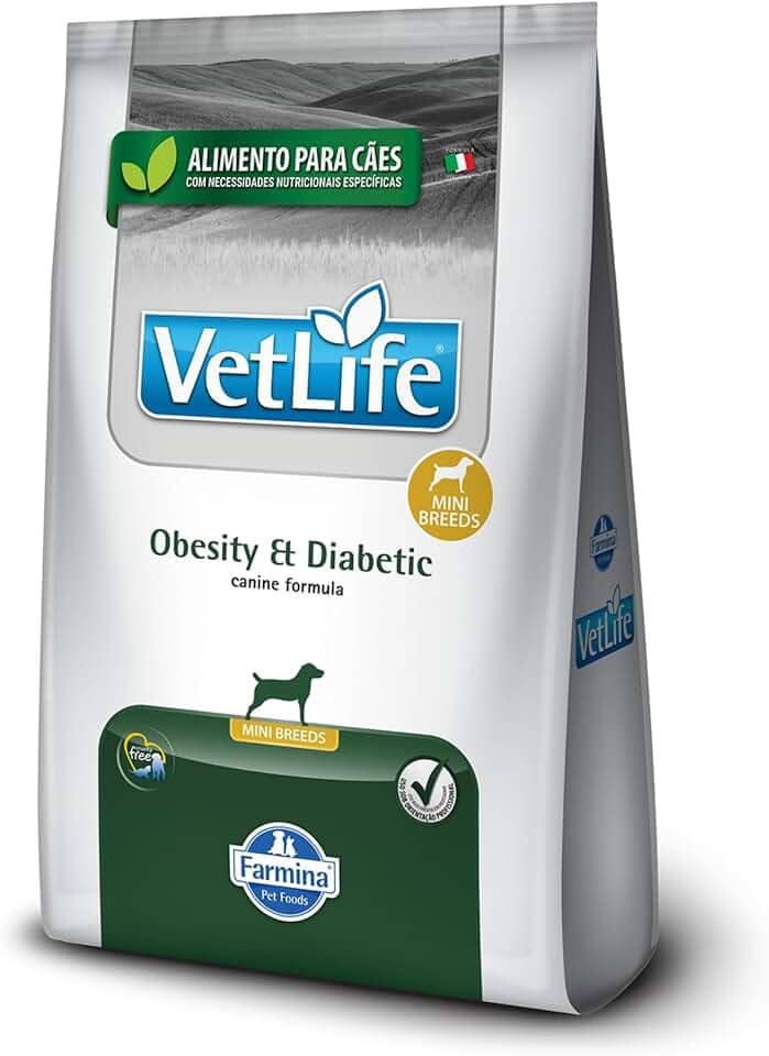 Vet Life Natural Obesity e Diabetic Ração para Cães Raça Mini 2kg