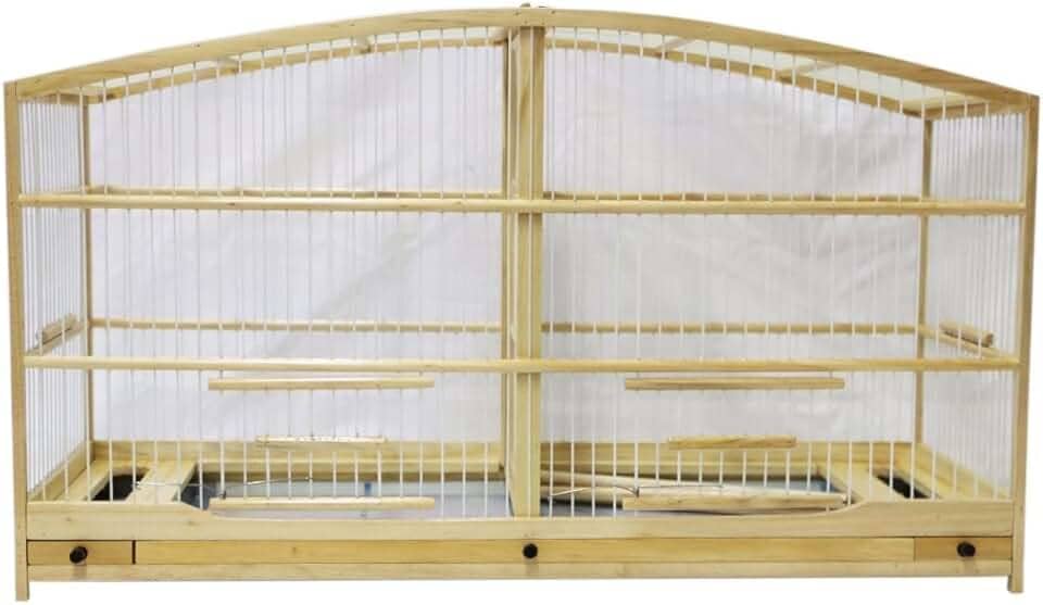 Gaiola Passarinho Em Madeira - Reprodução Canário/Coleira/Curió - Abaulada Natural