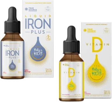 Combo Ferro em gotas (Iron Plus) + Vitamina D Baby & Kids - True Source