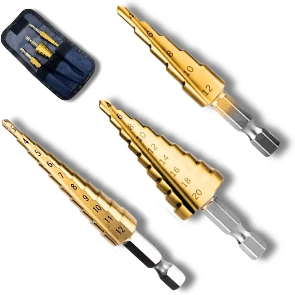 Brocas Escalonada 3 Pecas Titanio Jogo Kit 3-12 4-12 4-20mm