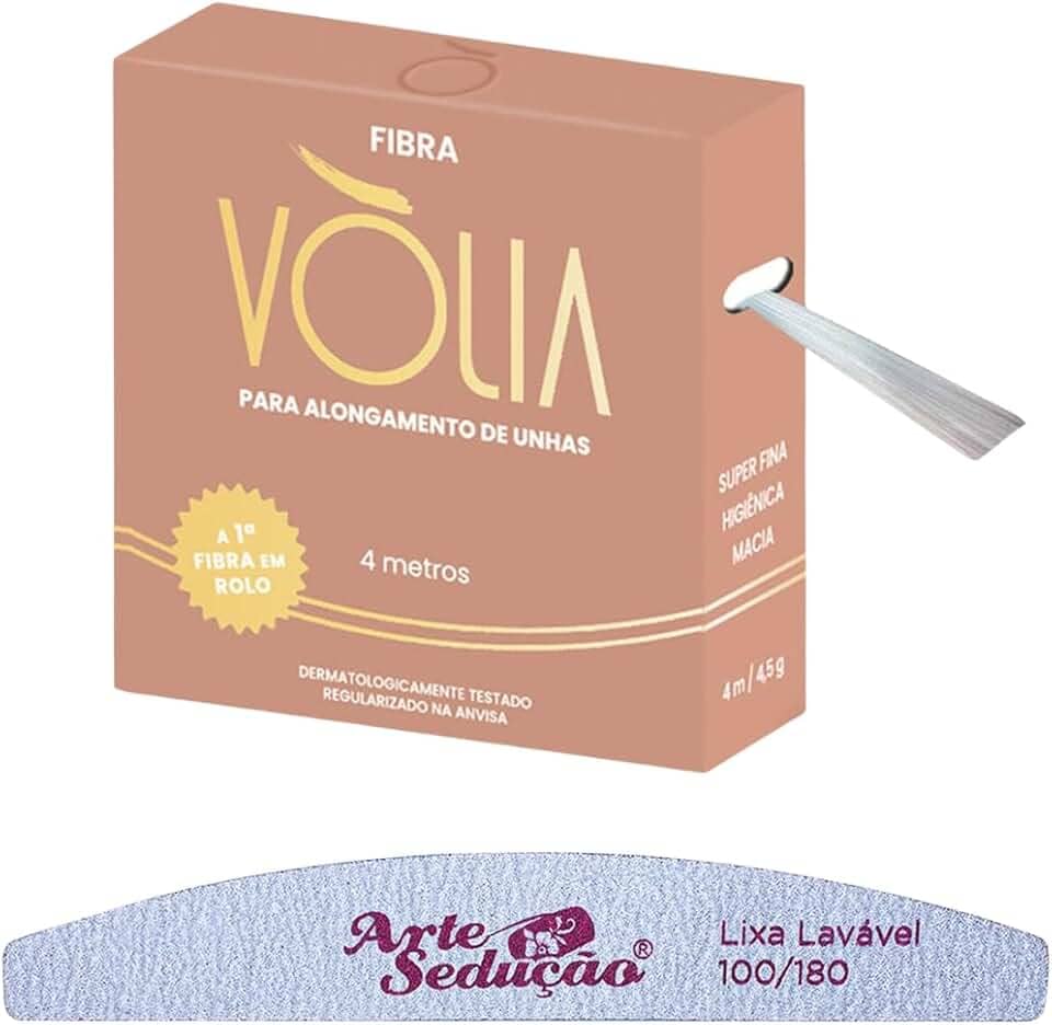 Fibra de Vidro Vòlia Unhas Gel Rolo 4 Metros + Lixa Lavável