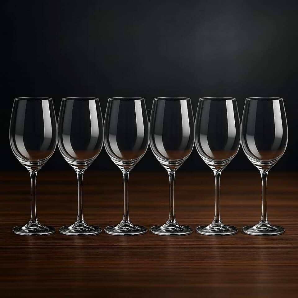 Taça de Vinho 400ml em Cristal Titanium – Jogo com 6 Unidades – Alta Resistência, Transparência Premium – Ideal para Vinho Tinto e Branco – Acabamento Fino e Elegante