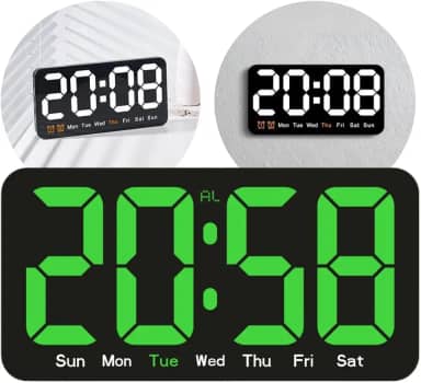 Relógio de Parede Digital LED, Display Hora e Dia da Semana, Ideal para Academia, Galpão, Recepção e Uso Comercial (Led Verde)