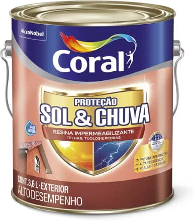 PROTEÇÃO SOL & CHUVA RESINA IMPERMEABILIZANTE CERÂMICA TELHA 3,6L