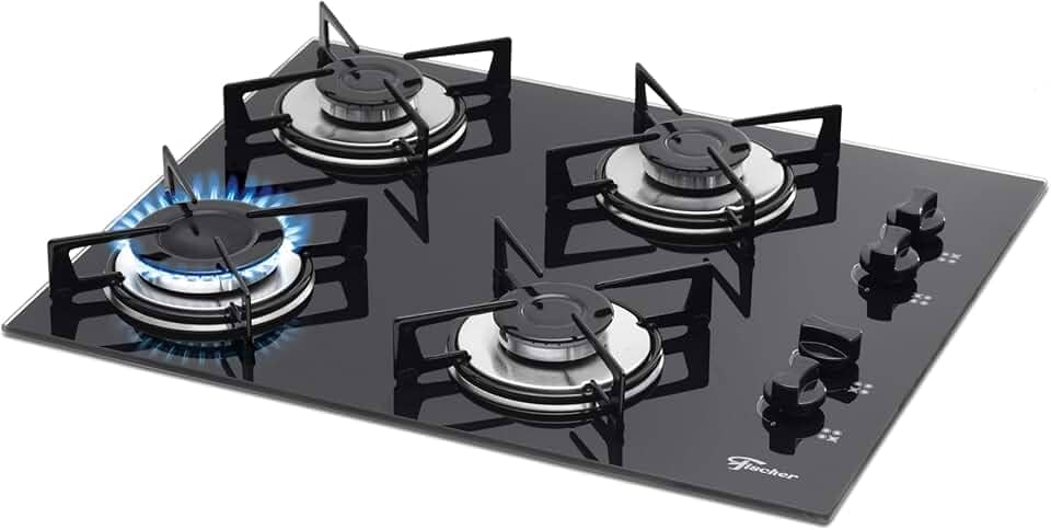 FISCHER COOKTOP GÁS 4 BOCAS MESA VIDRO PRETA BIVOLT 1519-5713