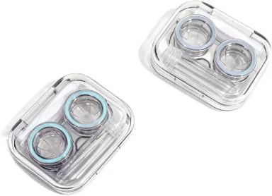 Conjunto de 2 capas de lentes de contato, itens essenciais de viagem com kit de ferramentas removedoras e frasco de solução, caixa de armazenamento de lentes de contato transparente para viagens, casa