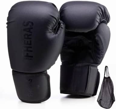 Luva de Boxe Muay Thai MMA Pro All Black Fheras 12Oz