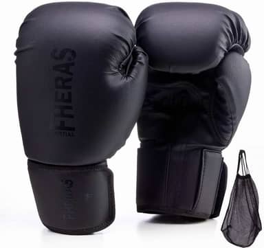 Luva de Boxe Muay Thai MMA Pro All Black Fheras 12Oz