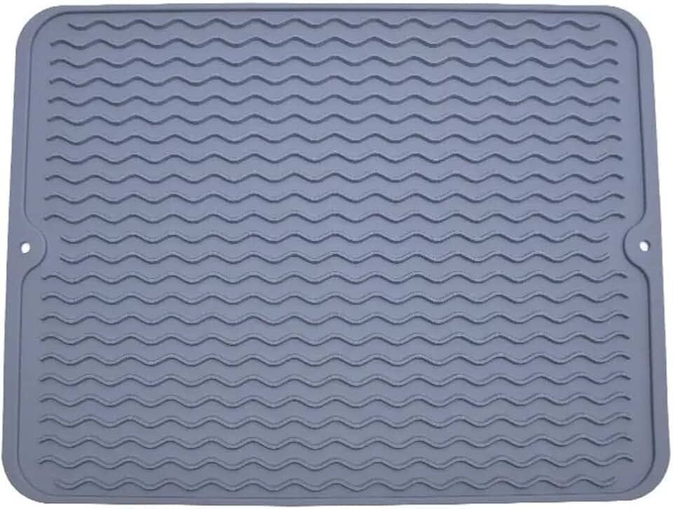 Tapete Escorredor de Louças de Silicone Antiderrapante para Copos e Pratos 40cmX30cm Cinza