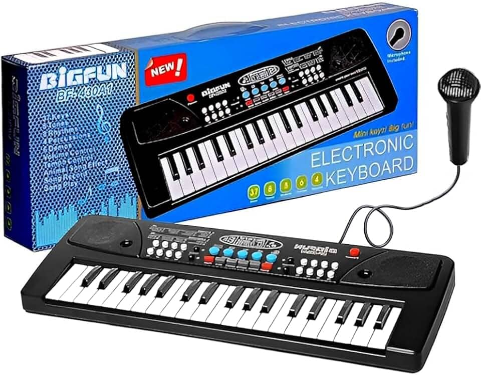 Pianinho Teclado com Microfone Tons Ritmos Gravação Iniciantes com Recursos Profissionais Função Karaokê Bigfun