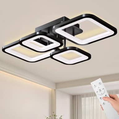 Moderno plafon led sobrepor, Design Quadrado 4, Regulável 3000K-6500K, Acrílico luminária led, Tensão ampla de 110-220 V, Adequado para Quarto, Cozinha, Sala de Jantar, Escritório
