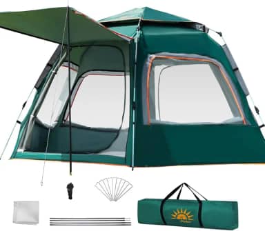 Barraca De Camping Automática Rápida Acomoda 6-8 Pessoas Com Varanda, 280x280x160cm