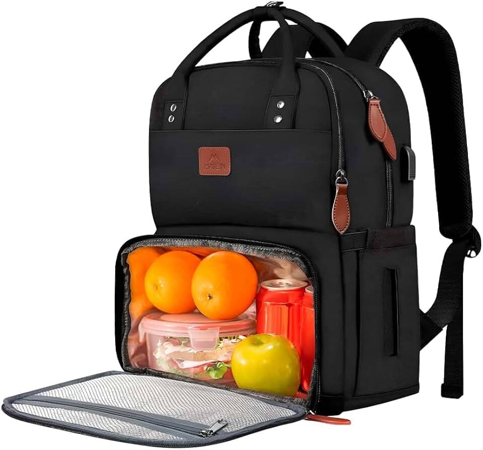 Mochila Feminina de Trabalho com Cooler Térmico Integrado para Marmita, Compartimento Acolchoado para Notebook 15.6", Porta USB e Design Moderno