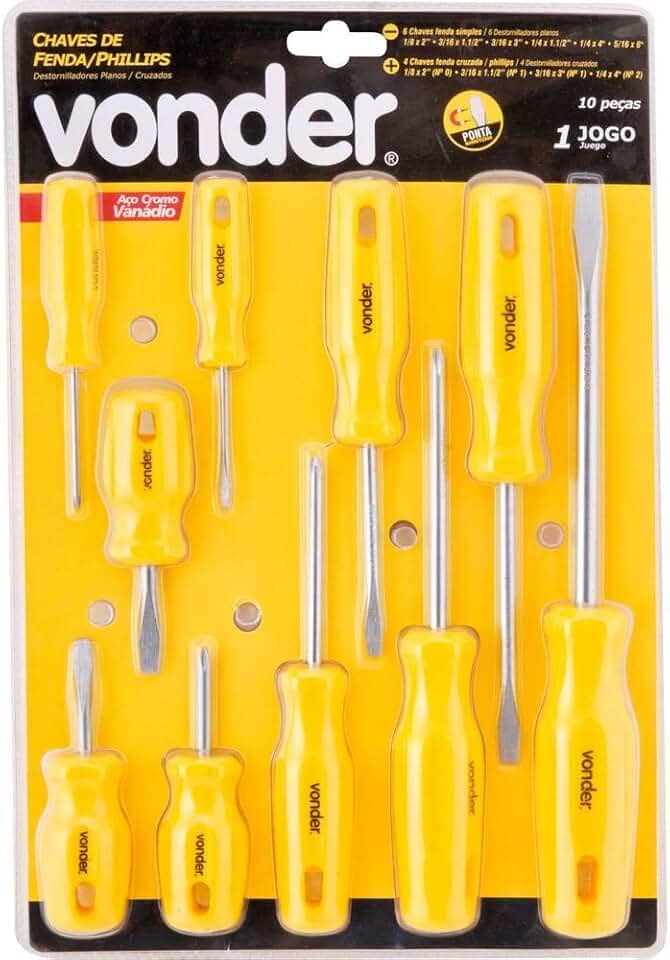 Vonder, Jogo De Chaves De Fenda/Phillips Com 10 Peças.