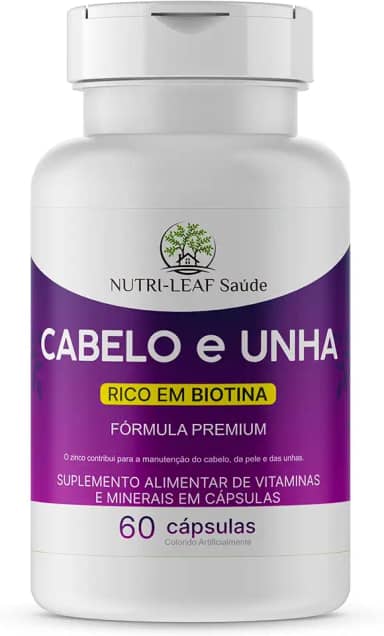 Cabelo e Unha – Com Biotina, Zinco, Colágeno e Nutrientes – Crescimento Capilar, Volume, Queda, Brilho e Pele Saudável – Fórmula Premium de Alta Absorção – NUTRI-LEAF Saúde