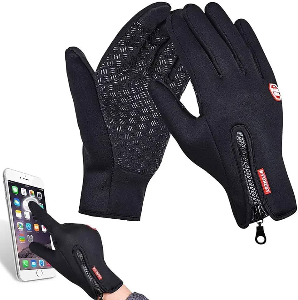 Luvas para Motociclista Impermeáveis e Térmicas – Inverno Frio, Toque Touchscreen, Cor Preta, Tamanhos Único, M a GG