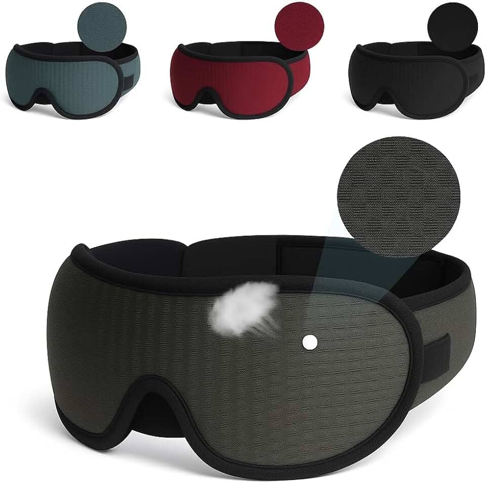 Máscara para dormir 3d confortável que bloqueia 100% luz com espuma respiravél espuma de memória (Cinza)