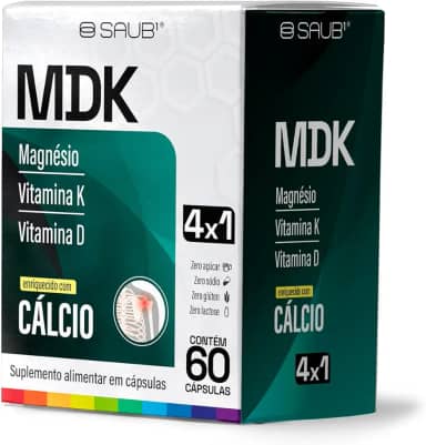 Suplemento Alimentar Cálcio MDK 4x1 em Cápsulas 60 Unidades Magnésio, Vitamina K, Vitamina D