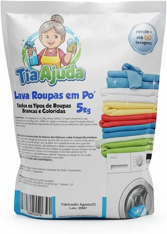 Detergente Lava Roupa Sabão Em Pó Para Roupas Brancas E Coloridas 5kg