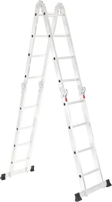 Escada Articulada de Alumínio Multifuncional 16 Degraus e Altura de 4,32 Metros
