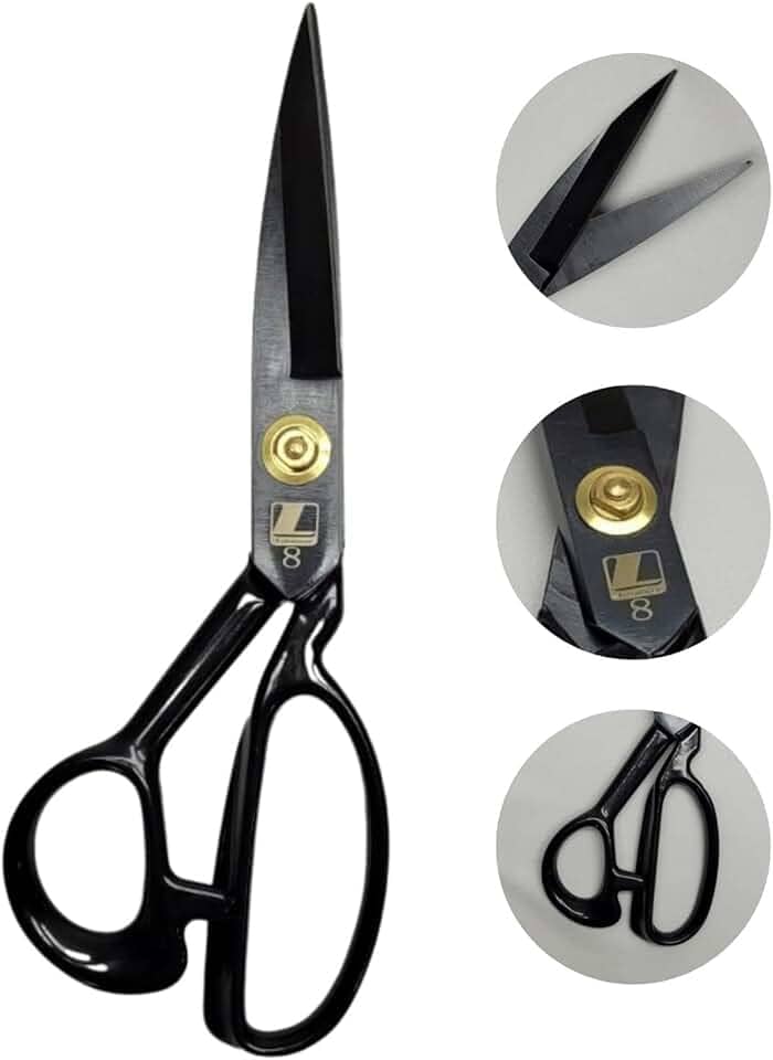 LANMAX Tesoura Alfaiate Costura Reforçada Titanium Profissional 8'' Preta