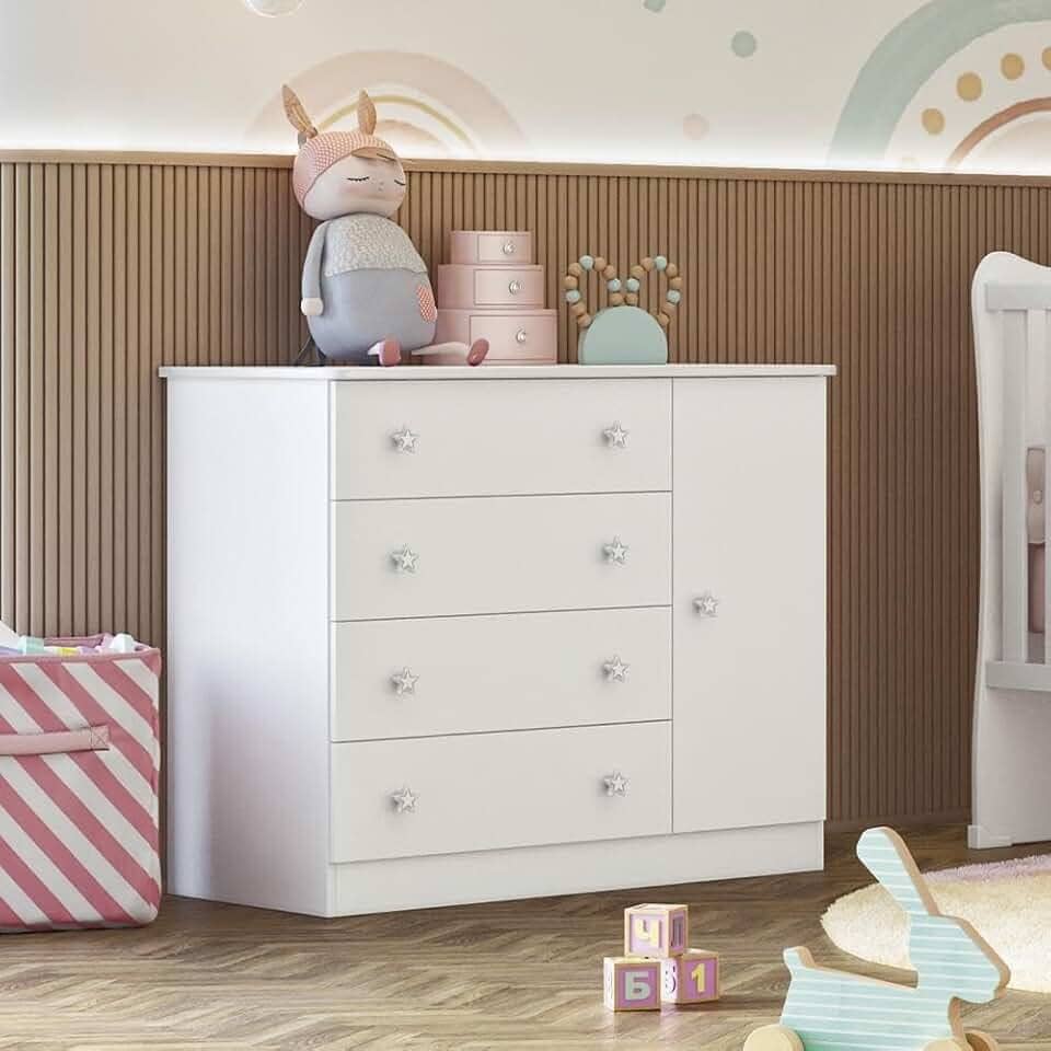 Cômoda Sapateira Infantil Doce Sonho 2561 Qmovi Branco