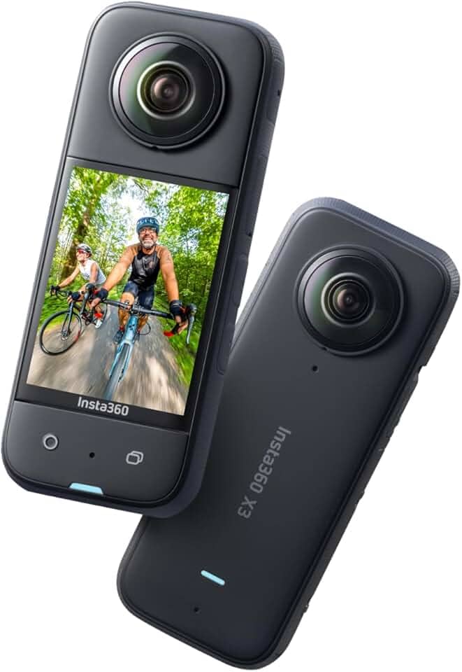 Câmera de Ação Insta360 X3, Impermeável, Sensores de 48 MP de 1/2 polegada, Vídeo HDR ativo 5,7K 360º, Foto de 72 MP, Lente Única 4K, Modo Me de 60 FPS, Estabilização, Streaming ao Vivo