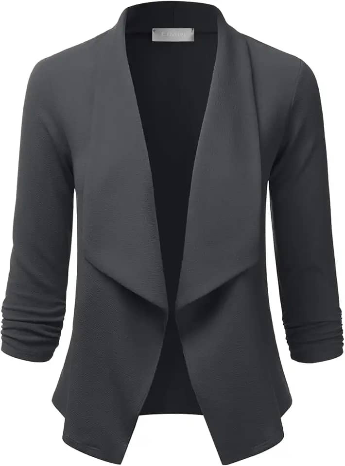 Blazer feminino de manga 3/4 aberto na frente para trabalho cardigã (P-3GG)
