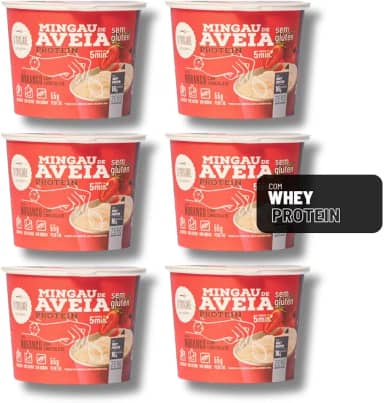 Mingau de Aveia Proteico Morango com Chocolate Sem Açúcar, Sem Glúten e Sem Lactose - 06 UNIDADES (pronto em 05 minutos)