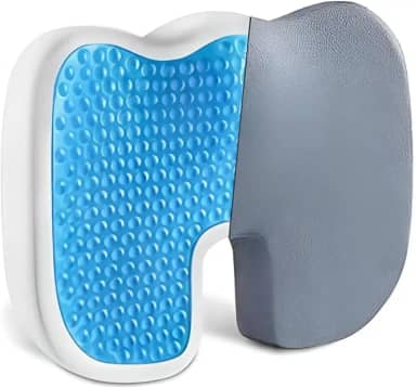 Almofada Ortopédica de Gel e Espuma de Memória 45x35x7cm Suporte Lombar e Cóccix Cinza