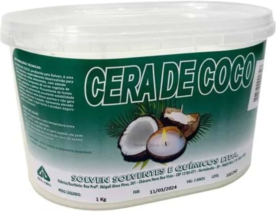Cera de Coco Para Velas Solven Original 100% Vegetal Branca Pura 1kg